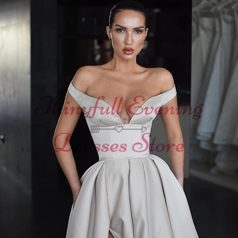 Thinyfull Women a-line Prom abiti da sera Arabia saudita Off The Shoulder Night Dress abiti da ballo per Cocktail Party formali Plus Size