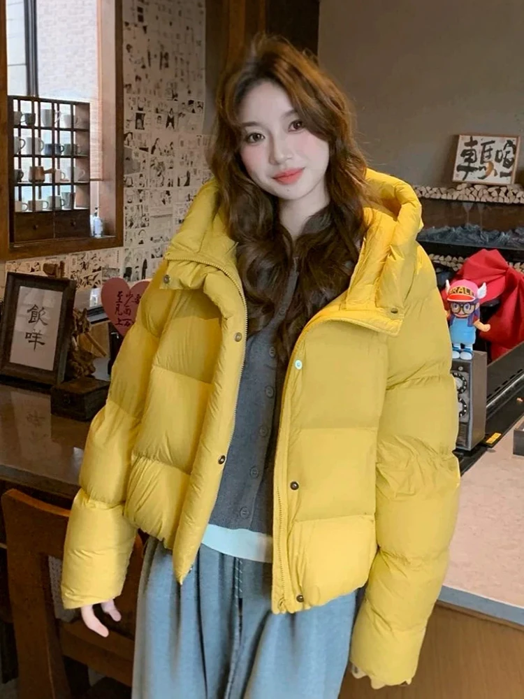 Winter Waterproof Solid Hooded Down Jacket Women White Duck Down Puff Fluffy Short Outwears Female Warm Thick Zipper Down Jacket