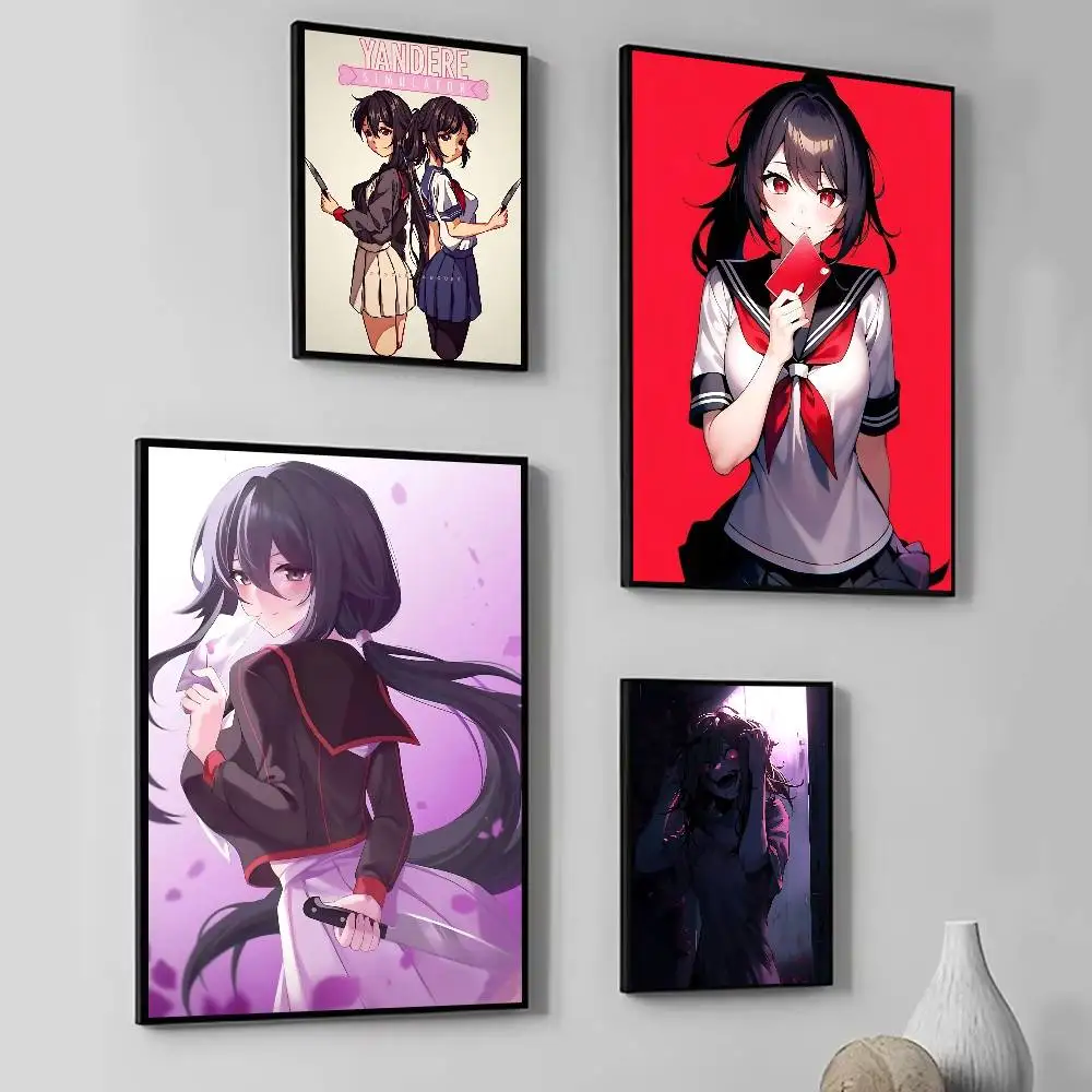 Video Game Y-Yandere S-Simulator Anime Posters Fancy Wall Sticker for Living Room Bar Decoration Wall Decor