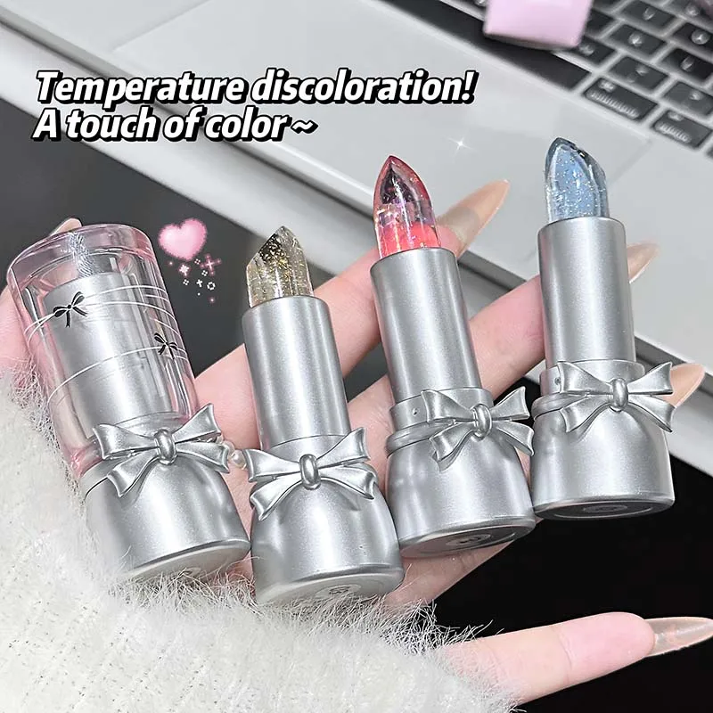 

Cappuvini Sweet and Cool Bow Thermochromic Lipstick is a moisturizing and hydrating lip balm that reduces lip lines and changes