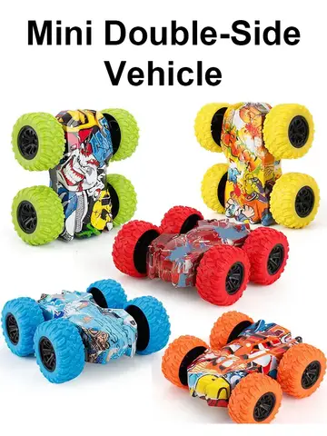 Creative Pull Back Car Double-Side Vehicle Inertia Safety and Fall Resistance Shatter-Proof Model for Kids Children's Toys Car