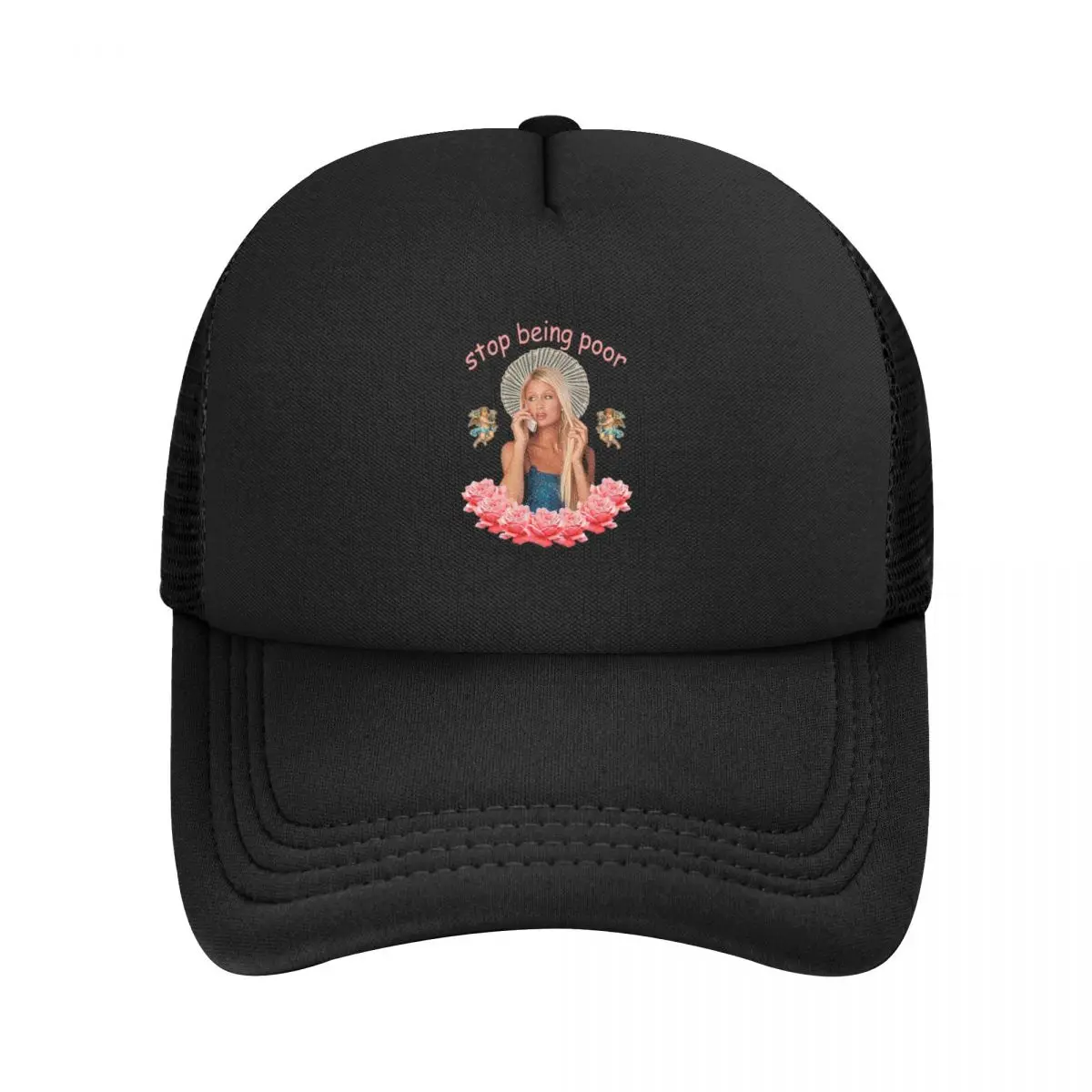 Paris Hilton 'Stop Being Poor' Mesh Baseball Caps Snapback Fashion Baseball Hats Breathable Casual Casquette Outdoor Unisex