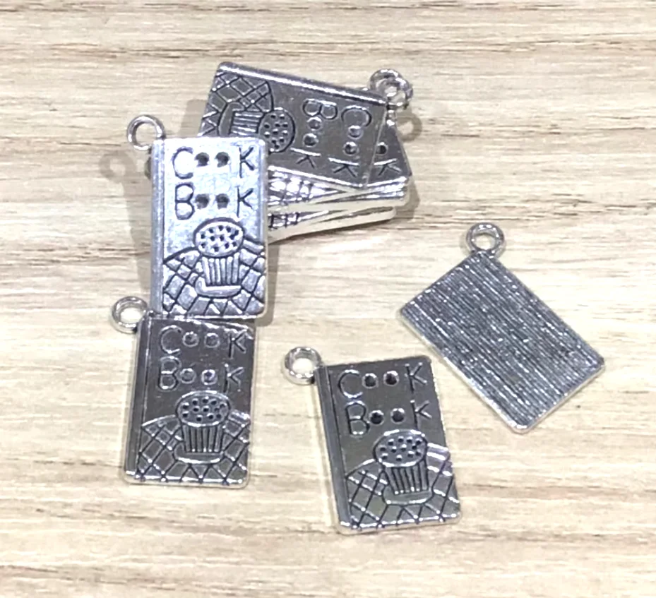 

20pcs 17*11mm Zinc Alloy metal tibetan silver cook book design charms for DIY jewelry HW3407