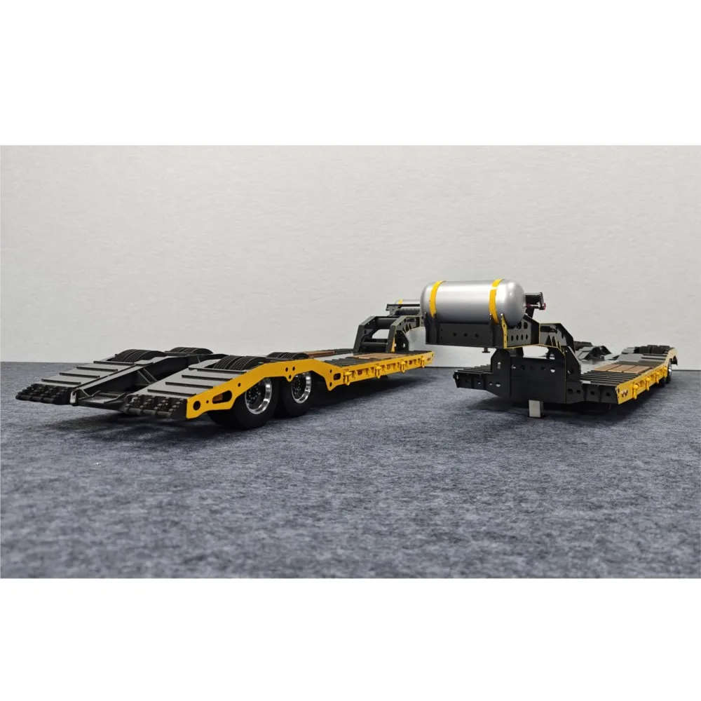 10,6 inch breedte metalen 2-assige zwanenhals lage RC flatbed trailer voor speelgoed 1/14 DIY TAMIYA radio control tractor vrachtwagen RC graafmachine