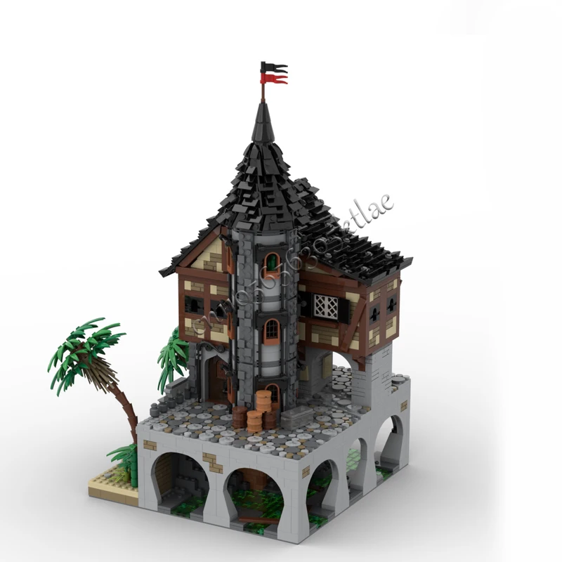 11944 قطعة MOC تخصيص القرون الوسطى بناء مدينة القراصنة الكبيرة نموذج بنة لتقوم بها بنفسك التعليم الجمعية الاطفال اللعب مفاجأة هدية #6