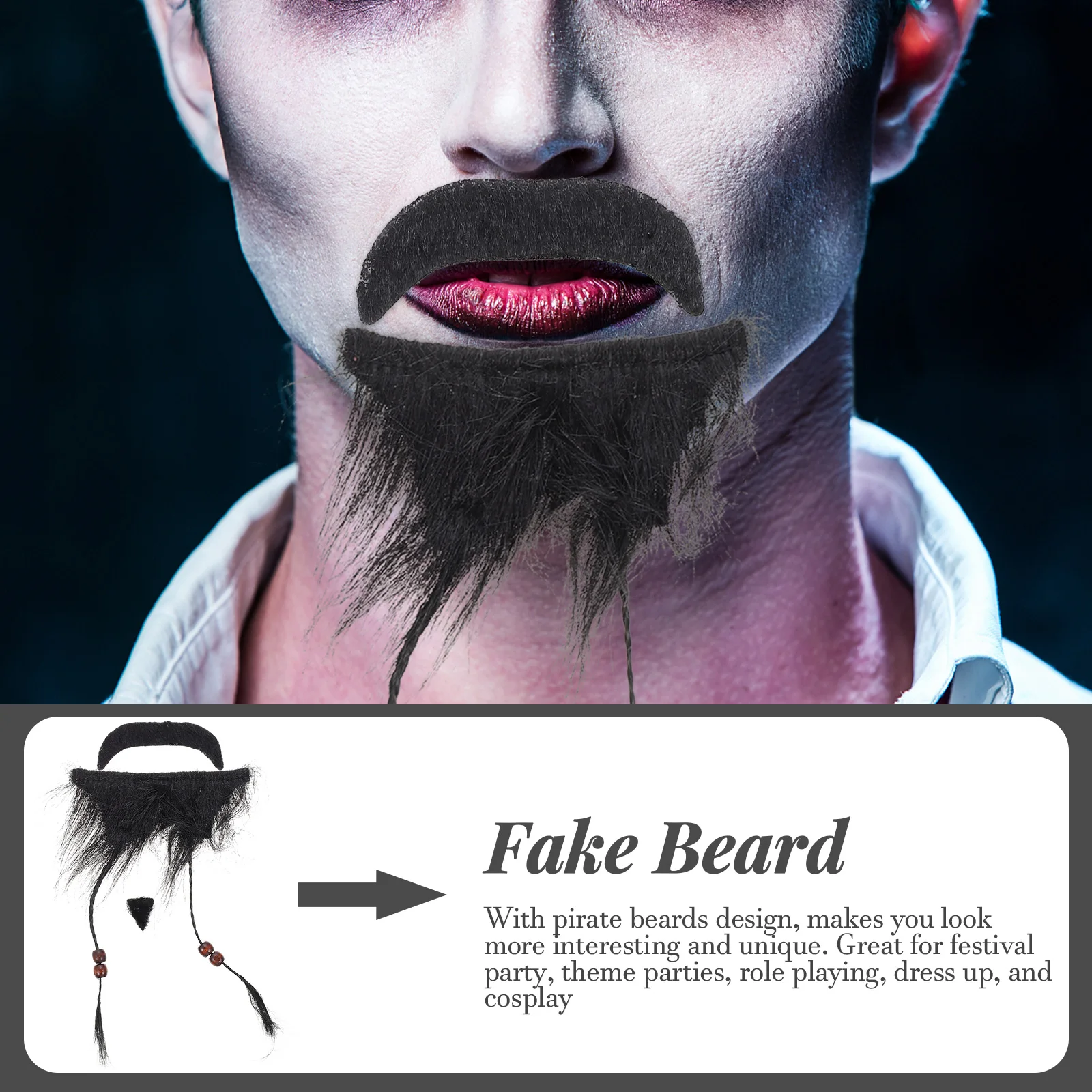 3 ชิ้น Pirate Beard Props ตกแต่งหนวดคอสเพลย์เครา Face ฮาโลวีนปลอมโพลีเอสเตอร์ Party Supplies เด็ก