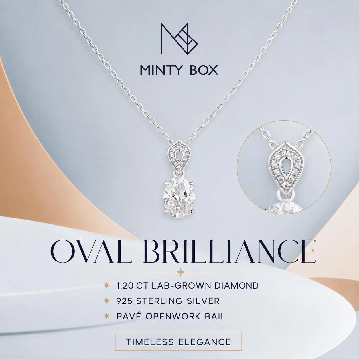 MINTYBOX Oval Cut 8*6MM 1.5CT Lab Diamonds Pendant S925 Sterling Silver Necklace for Women Engagement Wedding Party Fine Jewelry