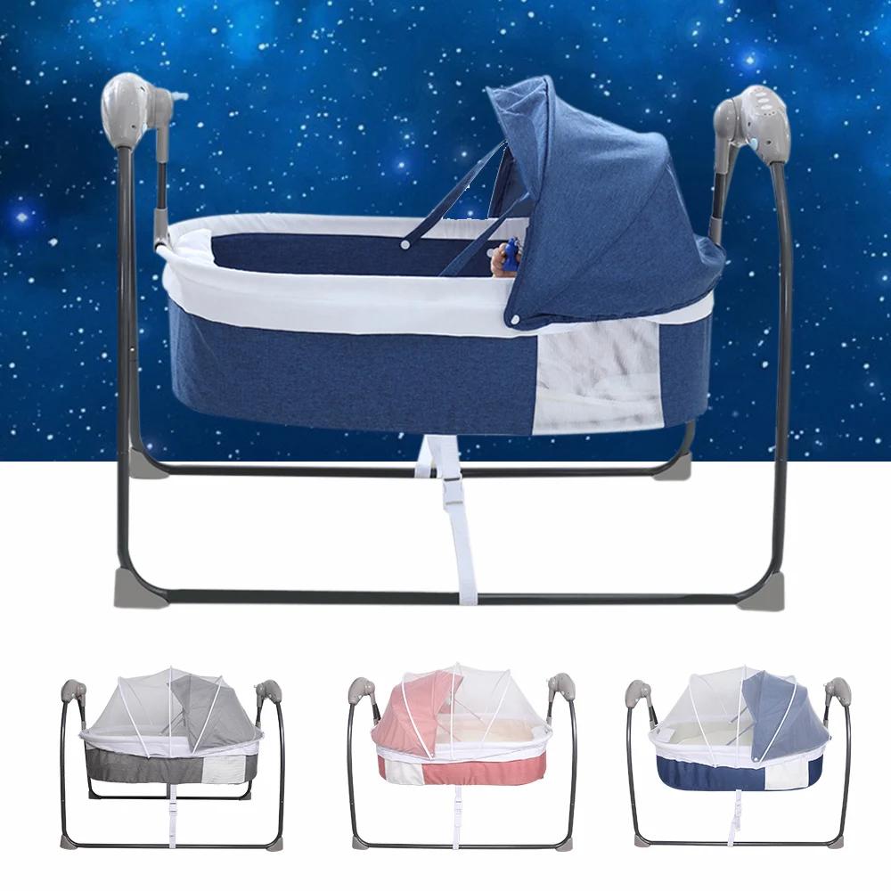 Baby Cot 3-Speed Auto Swing Electric Baby Swing Baby Bouncer Baby Lounger Cradle up to 9KG with Smart Bluetooth