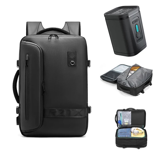 Mochila de viaje para ordenador portátil expandida para hombre, mochila de senderismo con compresión al vacío, mochila de negocios de gran capacidad con carga USB para bombas