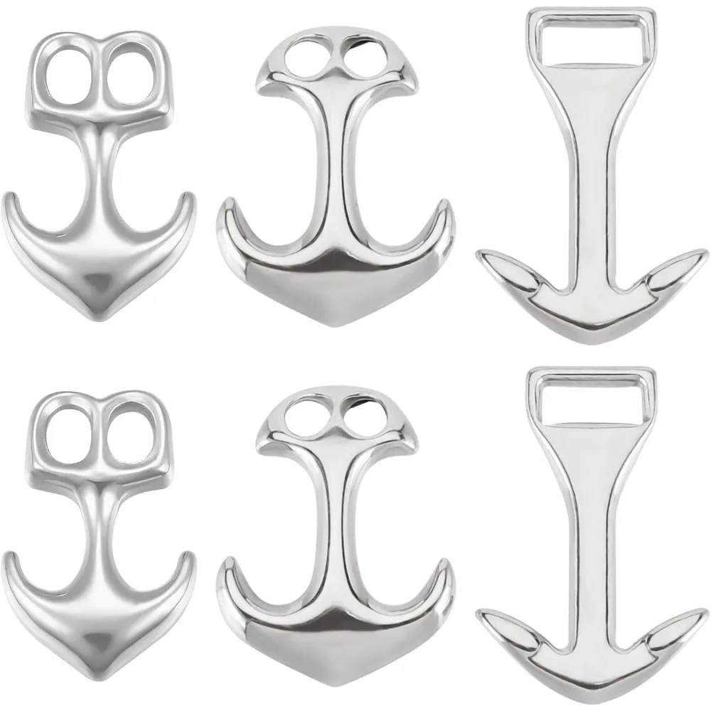 

1 Box 6Pcs 3 Styles 304 Stainless Steel Bracelet Clasp Anchor Hook Clasp Ocean Hawaii Summer Link Leather Cord Ends Connector