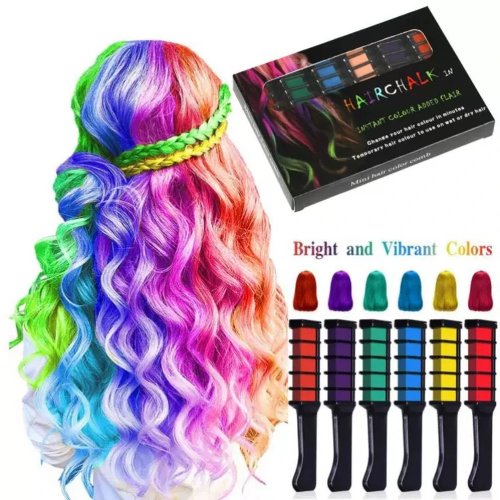 6/10pc Hair Dye Combs Mascara Design Crayons For Hair Coloring Chalk Temporary Dye Pencil Mini Disposable Hair Coloring Products