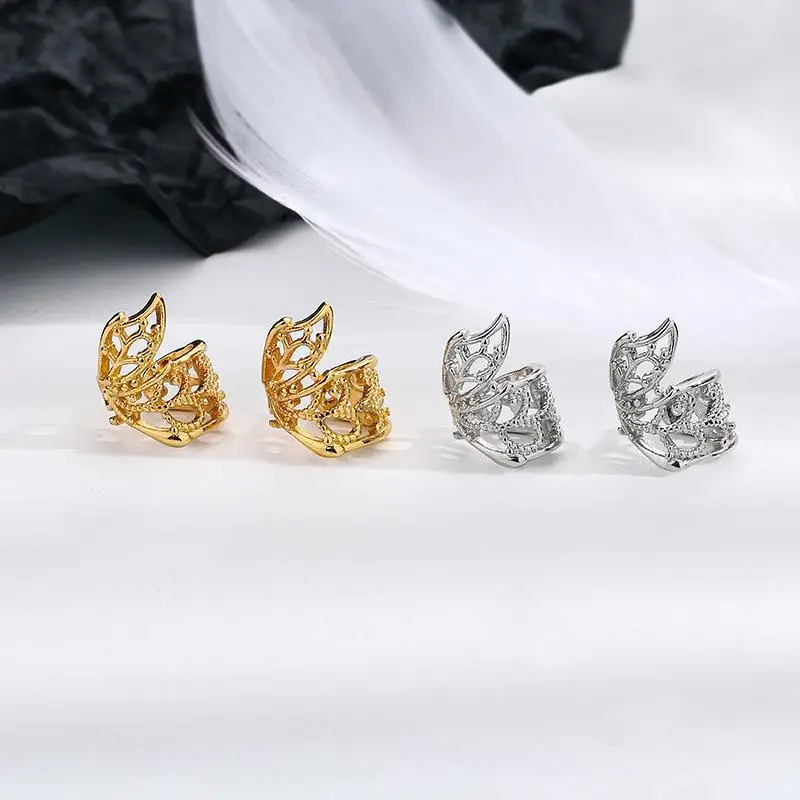 Pendientes de Piercing falso para mujer, pendiente de mariposa ahuecado, Clip de cartílago de hélice de Color dorado, joyería de oreja, venta al por