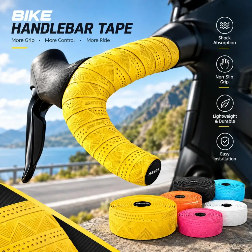 SEER Rennrad-Lenkerband, 3 mm dick, PU + EVA-Silikon, extra dick, weich und rutschfest, bequem, Fahrradgriffband für Lenker – Detail 3