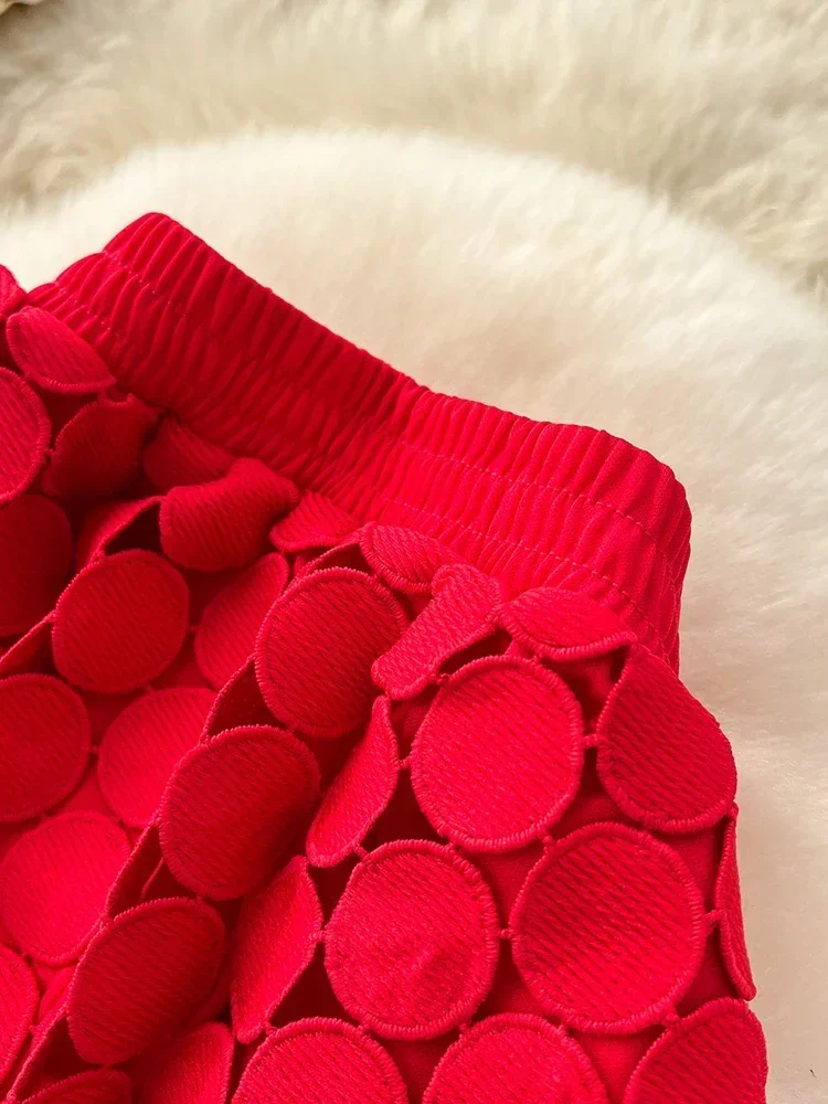 Women\'s Tube Skirt Hollow Out Polka Dot Tassel Autumn New High Waist Slimming Mid Length Straight Party Sexy Faldas Female SK008