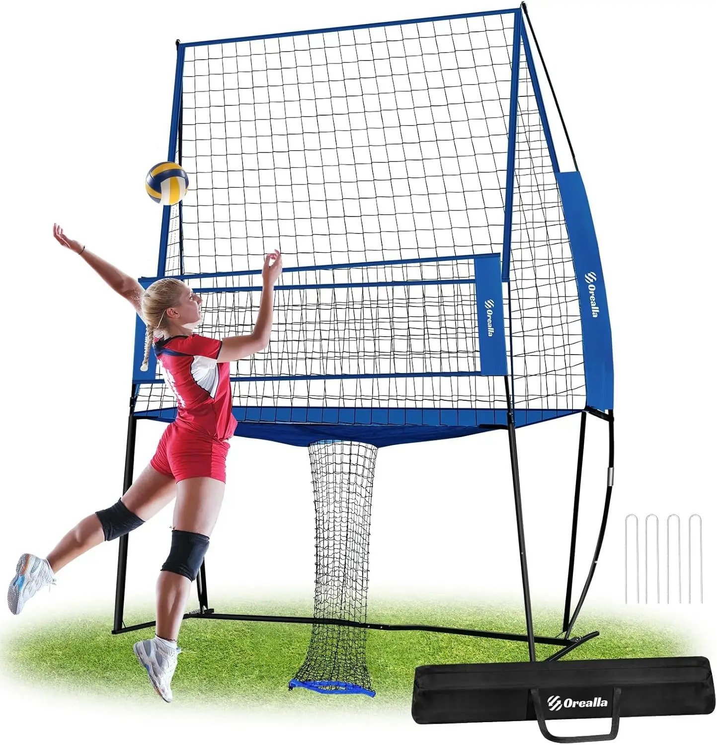 

Training Equipment, Volleyball Practice Net Station Update Freely Adjustable Height of Front Net, Easy Assembly Volle