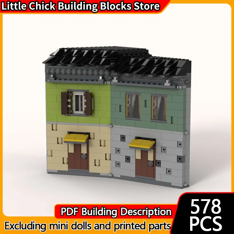 

Модель City Street View MOC, строительные кирпичи, обратный шарнир, дом, модульная технология, детские праздничные подарки, сборка игрушек, костюм