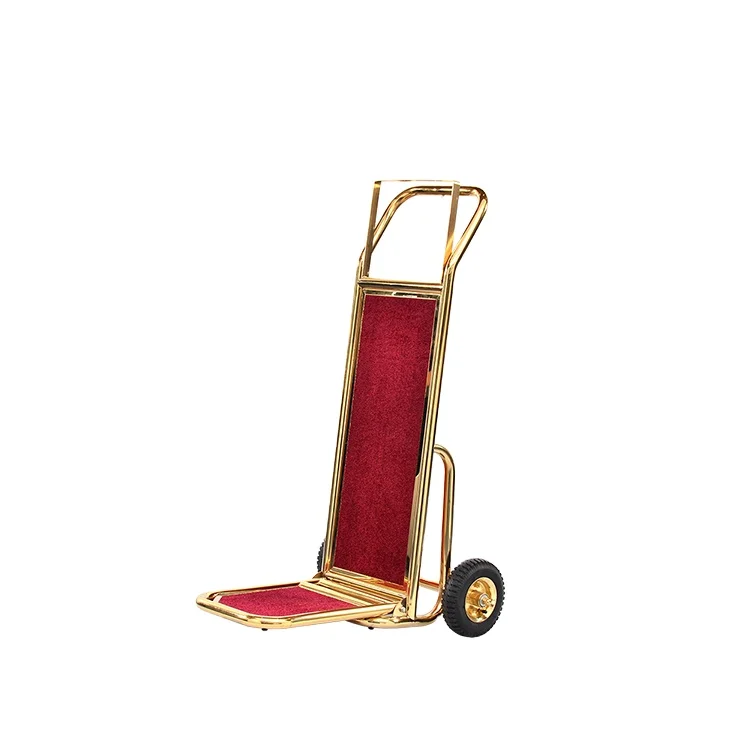 

New Arrival Hotel 50kgs Loading Capacity Stainless Steel Metal Folding Luggage Cart