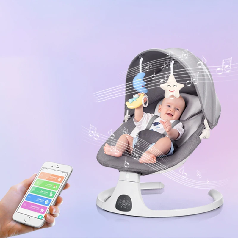 كرسي هزاز كهربائي فاخر متعدد الوظائف قابل للطي من Babynest كرسي أرجوحة ذكي للأطفال #6