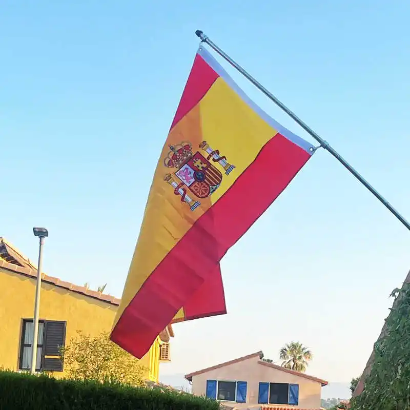 

Embroidered Spanish Flag Spain Banner 90x150cm Oxford Nylon Durable Waterproof Brass Grommets Outdoor National Flags Banners