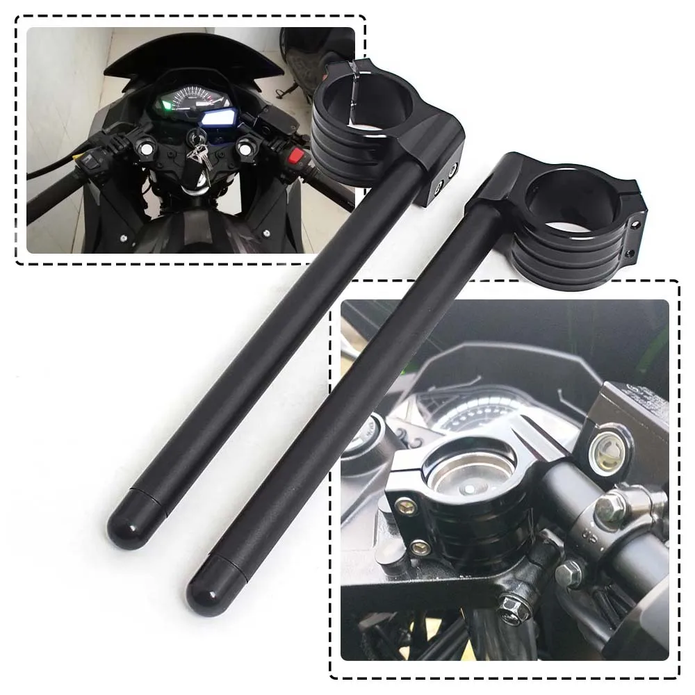 

Motorcycle Accessories Black Aluminum Handle Bar Cafe Racer Clip On Ons Fork 31-51MM Rised Riser Clamp Fit For Universal Harley