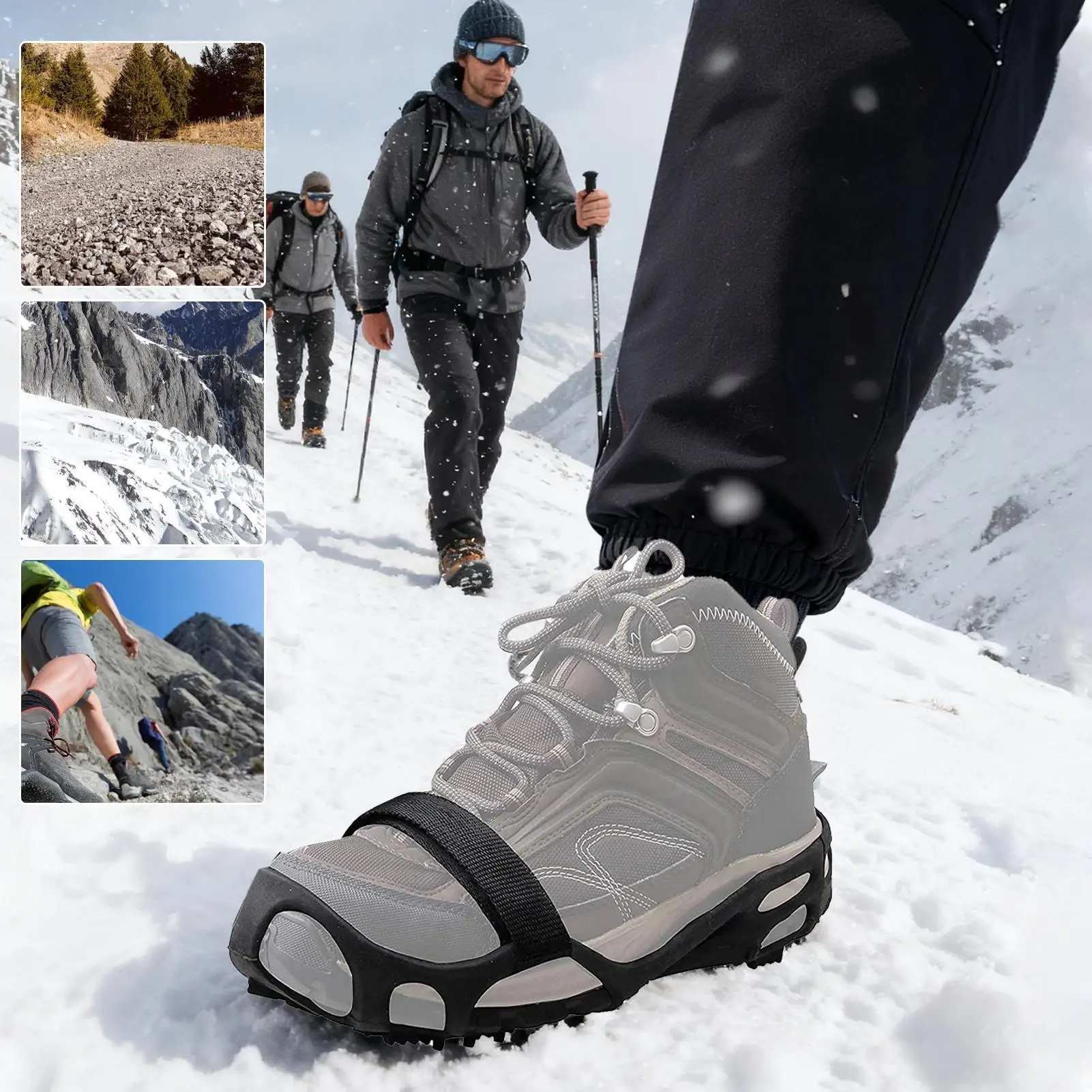 24 سن الأشرطة TPE الثلوج المرابط المضادة للانزلاق أغطية الحذاء الصيد تسلق والعتاد الجليد والثلج المضادة للانزلاق الأحذية المسامير الشتاء المشي لمسافات طويلة #5