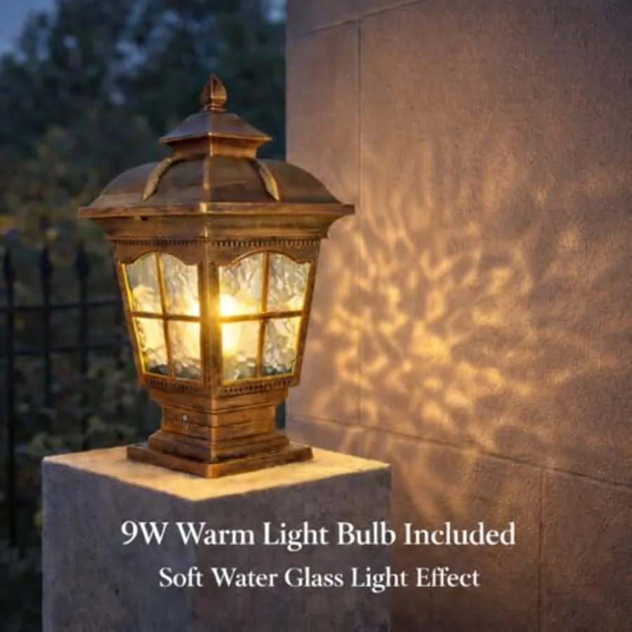 Outdoor Post Light for Posts, Pillars and Columns, Pre-Assembled Pier Mount Lantern, Die-Cast Aluminum with Tempered Glass, IP6