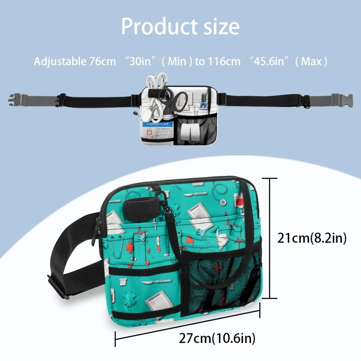 Riñonera con estampado de equipo de Enfermería Médica, bolsa de cintura ajustable, portátil, práctica, multibolsillo