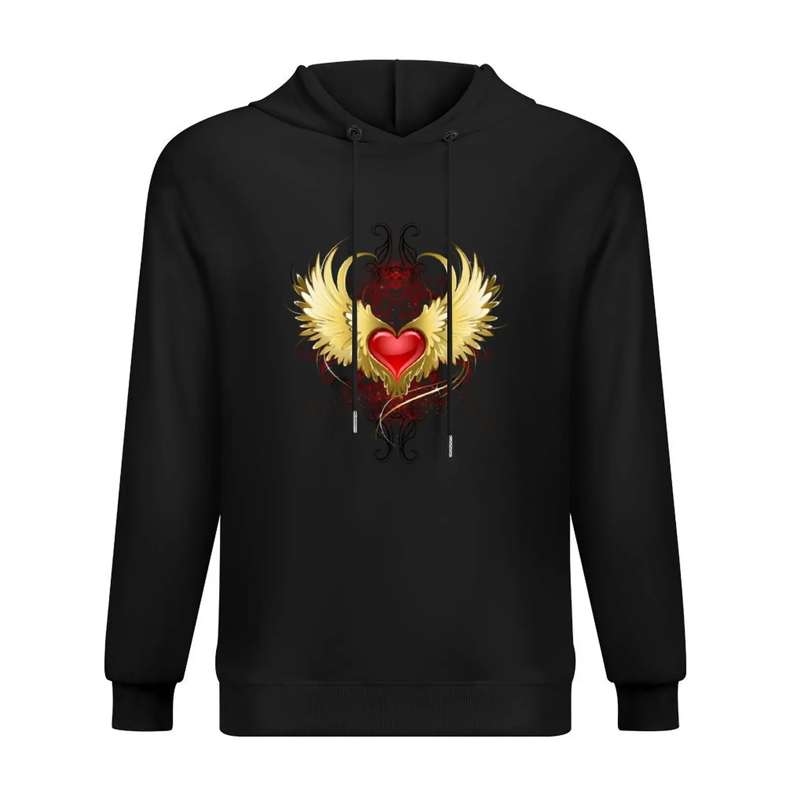 

Red Heart with Golden Wings ( Gold Wings ) Hoodie korean clothes men clothes men's sweat-shirt men clothing mens hoodie