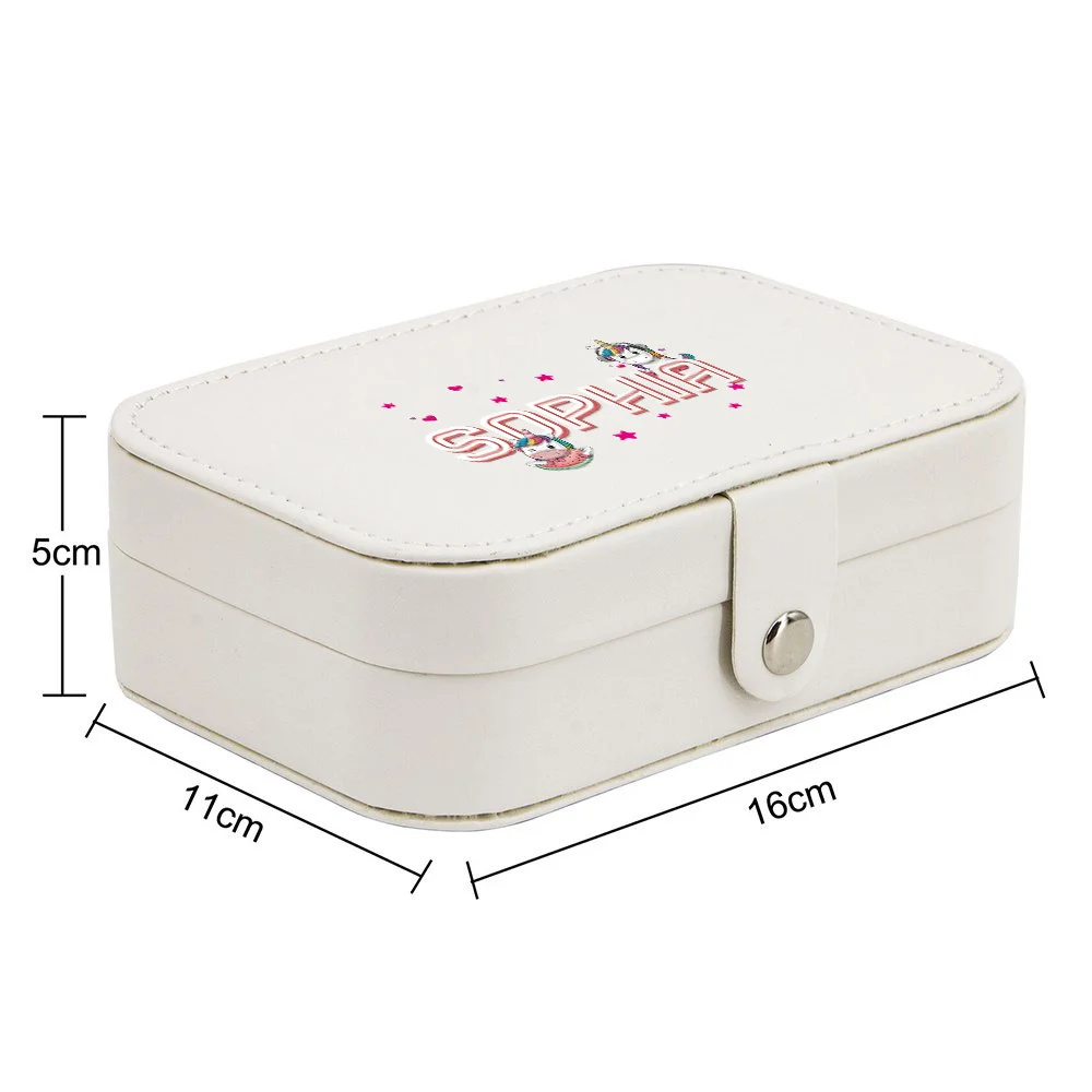 Cajas de joyería de gran tamaño para viaje con nombre personalizado, organizador de joyas, bolsa de cosméticos de doble capa a prueba de polvo para mujer