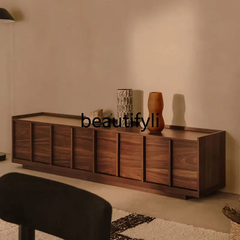 

Medieval solid wood TV cabinet storage locker integrated furniture