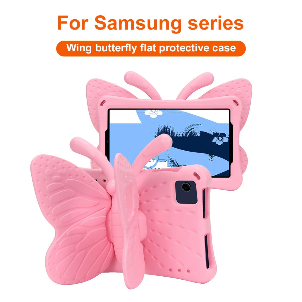 Stand Case For Samsung Galaxy Tab A8 X200 X207 S6 Lite P620 P613 T860 S5E T720 A7 T500 10.1 T510 Kids EVA Butterfly Cover