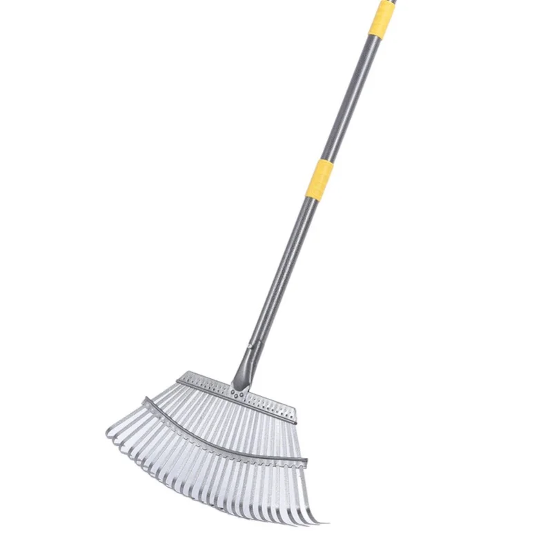 Garden Rake Wide Leaf Rake For Shrub With 25 Tines Yard Thatching Rake With Adjustable Handle For Picking Leaves Grass Clippings