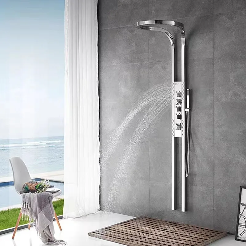 Luxury new home flush back waist handheld nozzle waterfall around big top spray bathroom shower screen shower set