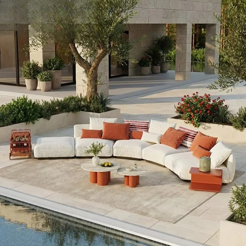 Luxury Hotel Outdoor Garden Aluminum Sofa Garden Courtyard Furniture Set Resort Garden Sofa Modern Villa Outdoor Sofa Set