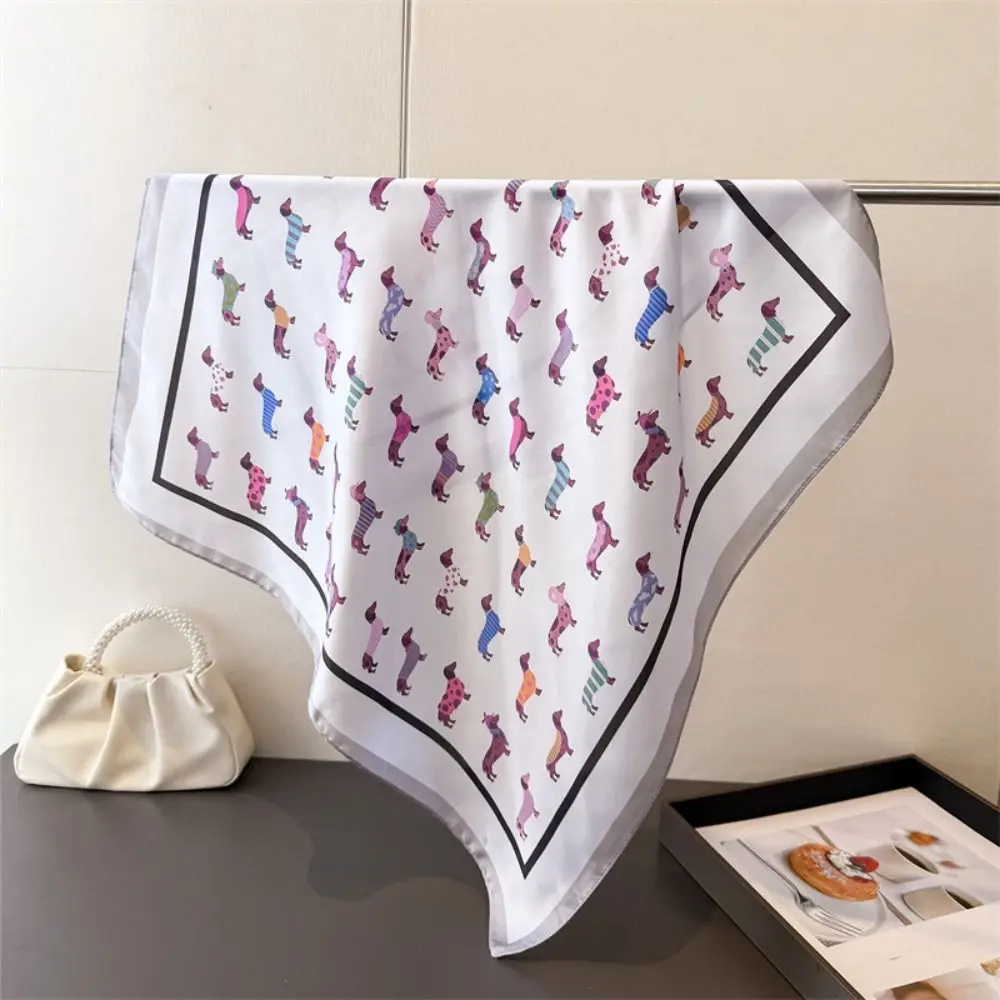 Printed Dachshund Print Print Scarf Geometric Shape Spicy Girls Small Square Scarf Headband Hip Hop Punk Bandana Waist Scarf
