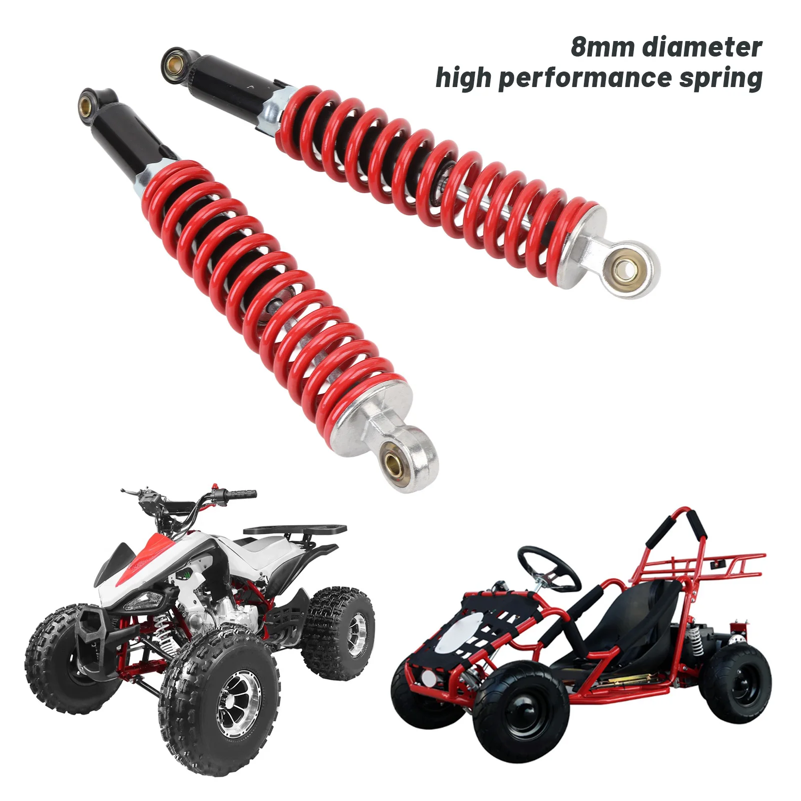 2Pcs 350mm Motorcycle Shock Absorber 8mm High Performance Spring Universal Fit for 50cc to 150cc Dirt Pit Bike ATV Quad Scooters