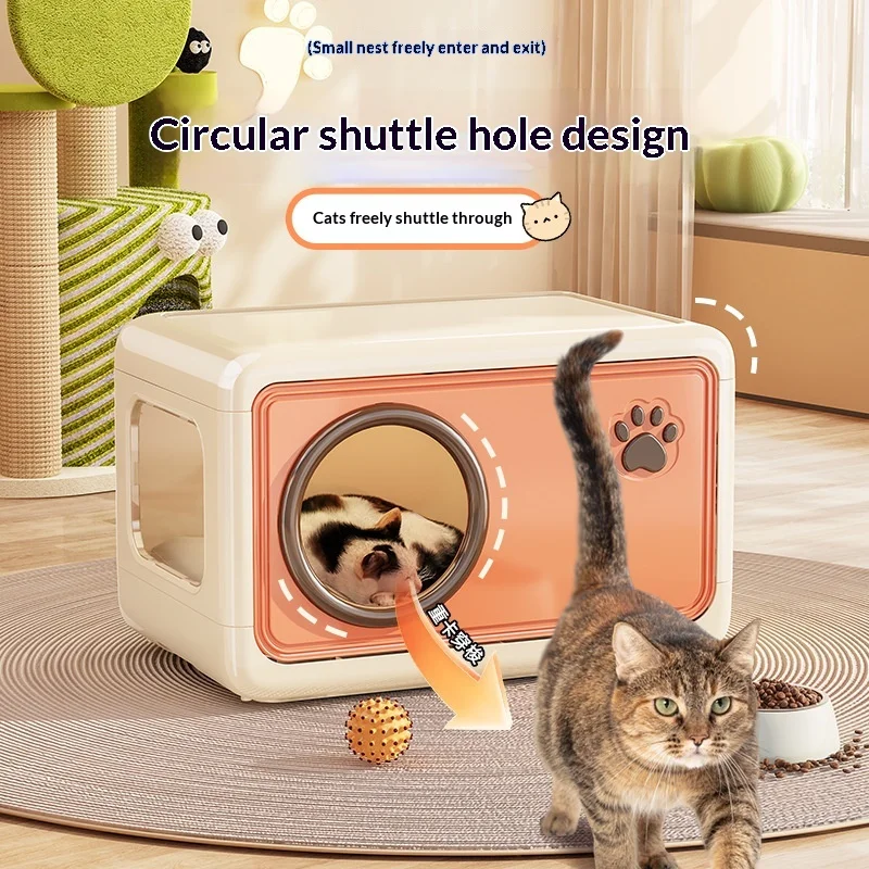 Casa para gatos de plástico cuadrada con puerta y almacenaje - imagen 2