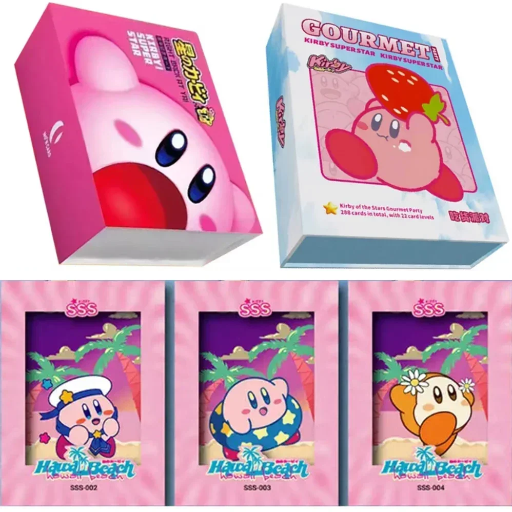 Kirby Cards Foodie Party Series Cute Protagonist Beautiful Paintings Metal Enamel Card Pool Party Collection Card Kid Gift