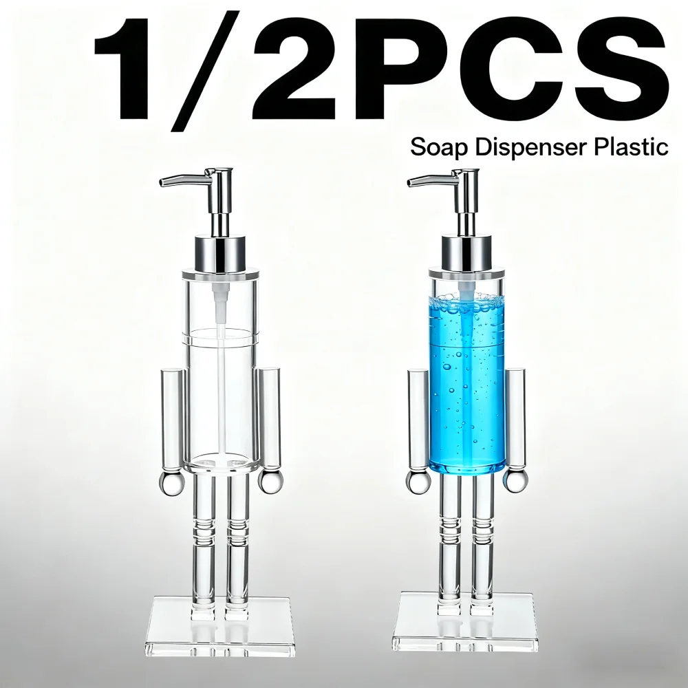 

Nutcracker-shaped Soap Dispenser Clear Plastic Liquid Soap Pump Refillable Liquid Soap Bottle for Holiday Christmas Decorative