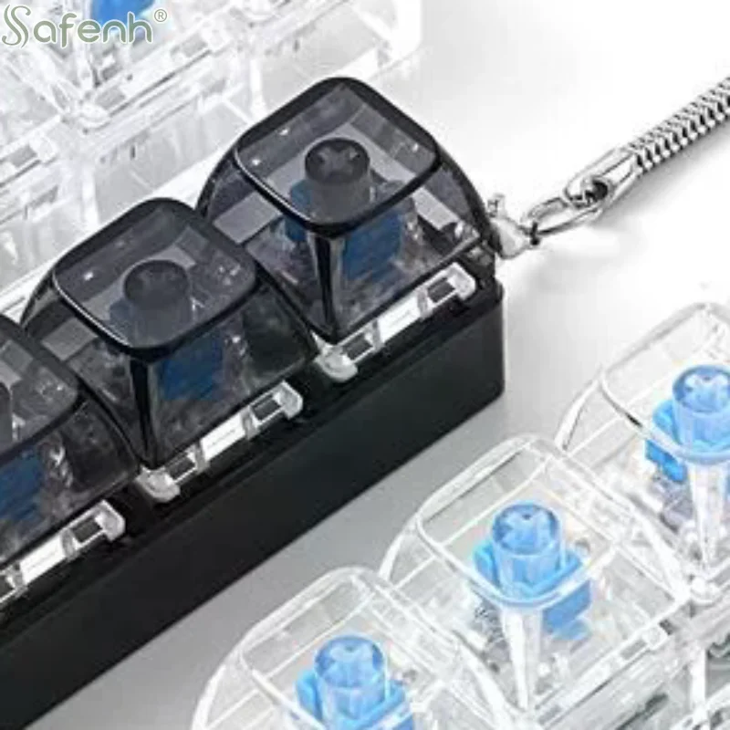 Fingertip Fidget Keyboard Keychain Toy 4 Button With LED Light Stress Relief Sensory Tool for Focus Study Office Desk