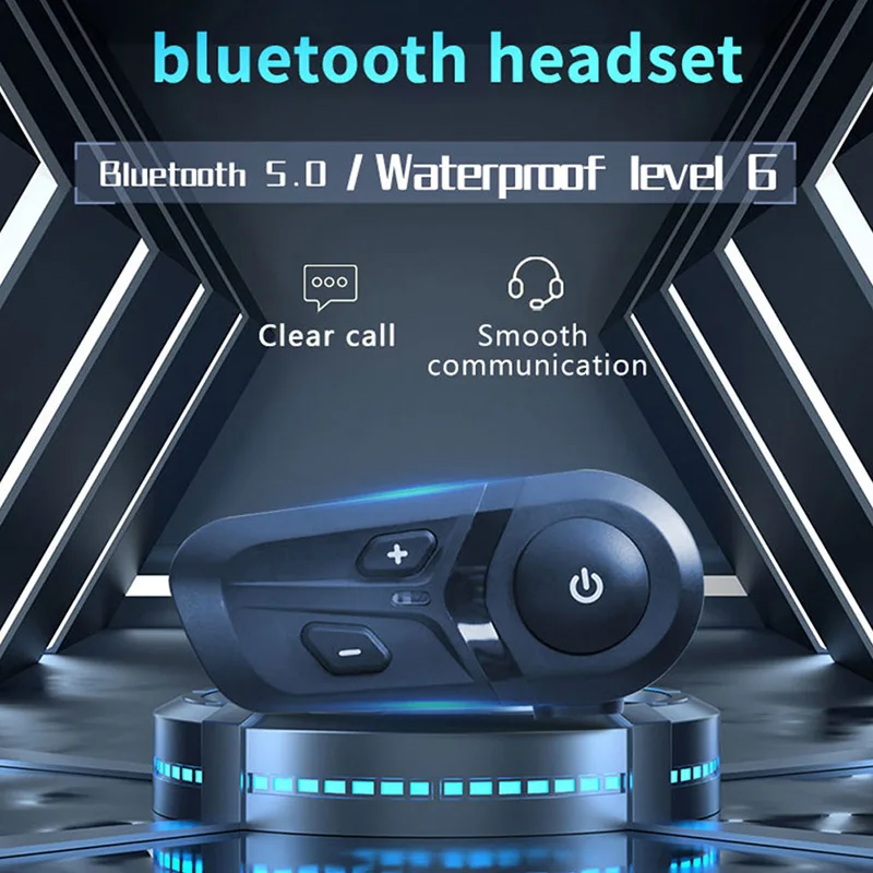 Bluetooth Motorcycle Earphone Conversation Play Music Wireless Rechargeable Rider Headset IPX6 Waterproof Connect Two Devices