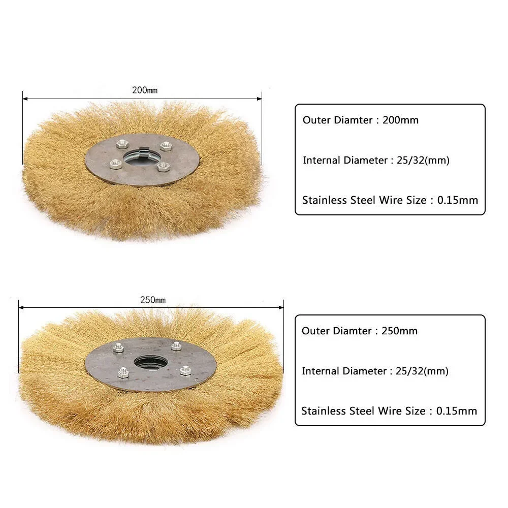 Professional Metal Burr Removal Soft Flat Brass Copper Wire Brush Polishing Wheel Crimped 100/125/150/200/250mm