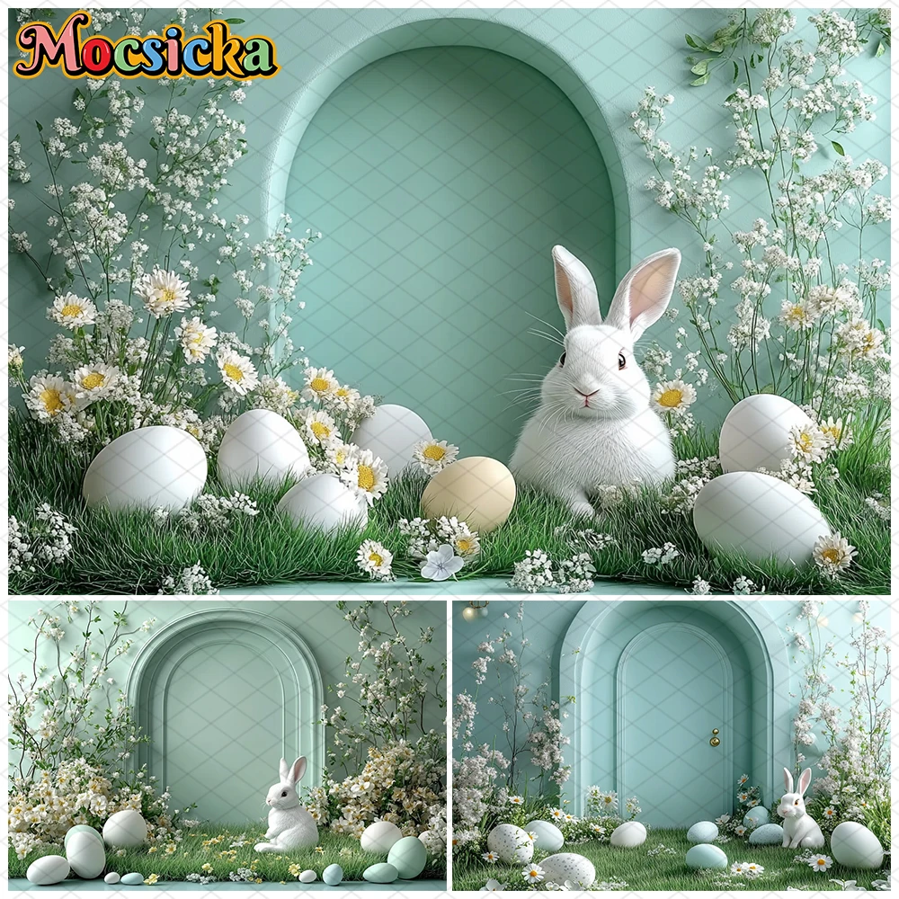 

Mocsicka Spring Flowers Photography Backdrop Easter Egg Party Decor Children Adult Portrait Background Bunny Photo Studio Banner