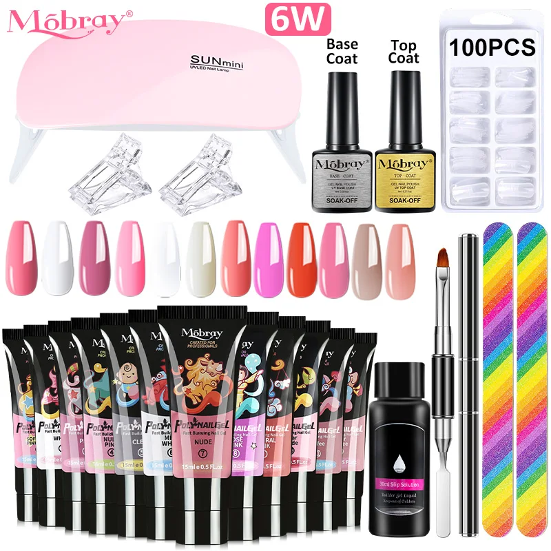 Juego de uñas de Gel con secador de lámpara LED UV, juego de barniz de Gel semipermanente, Kit de herramientas profesionales para decoración de uñas, juego de manicura