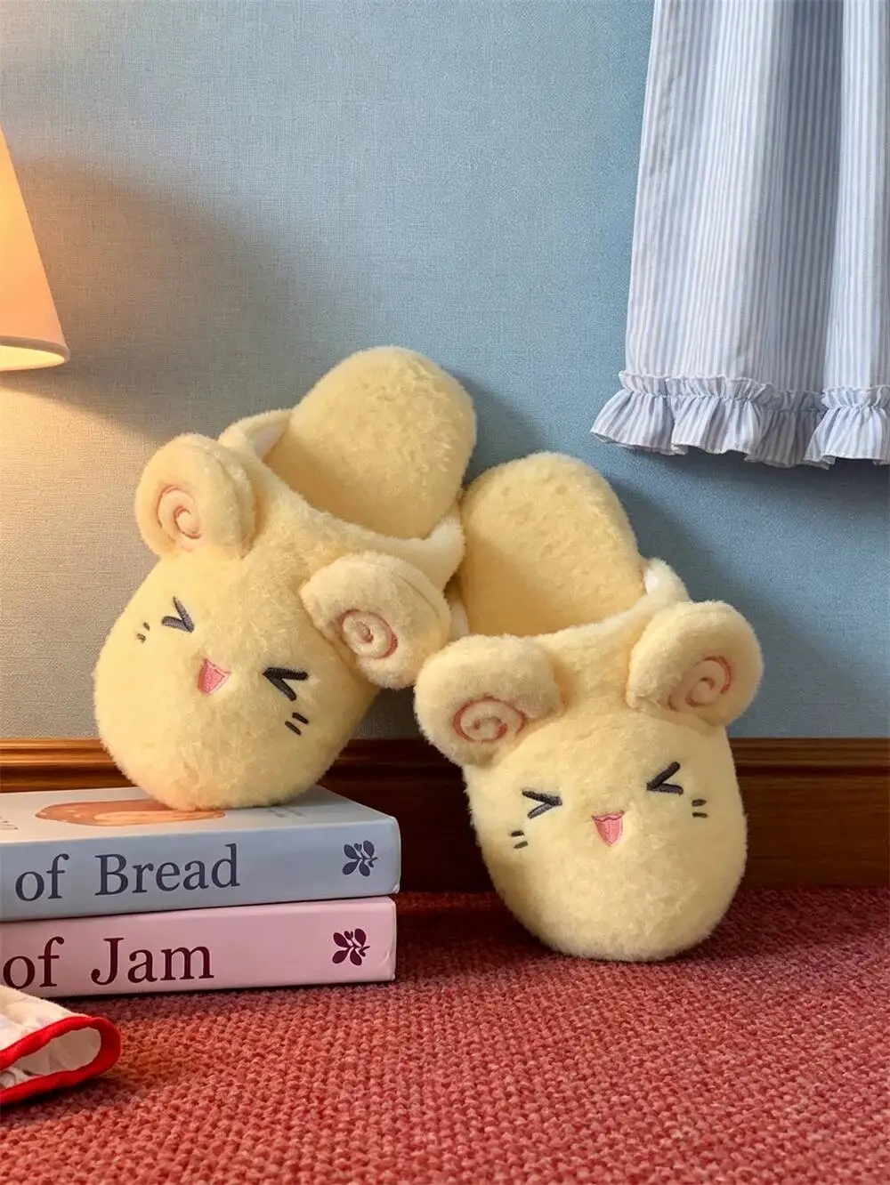 Unisex Home Slippers 2026 New Winter Curly Ear Sheep Cotton Slippers Cartoon Couple Silent Non-slip Plush Indoor Floor Men Women