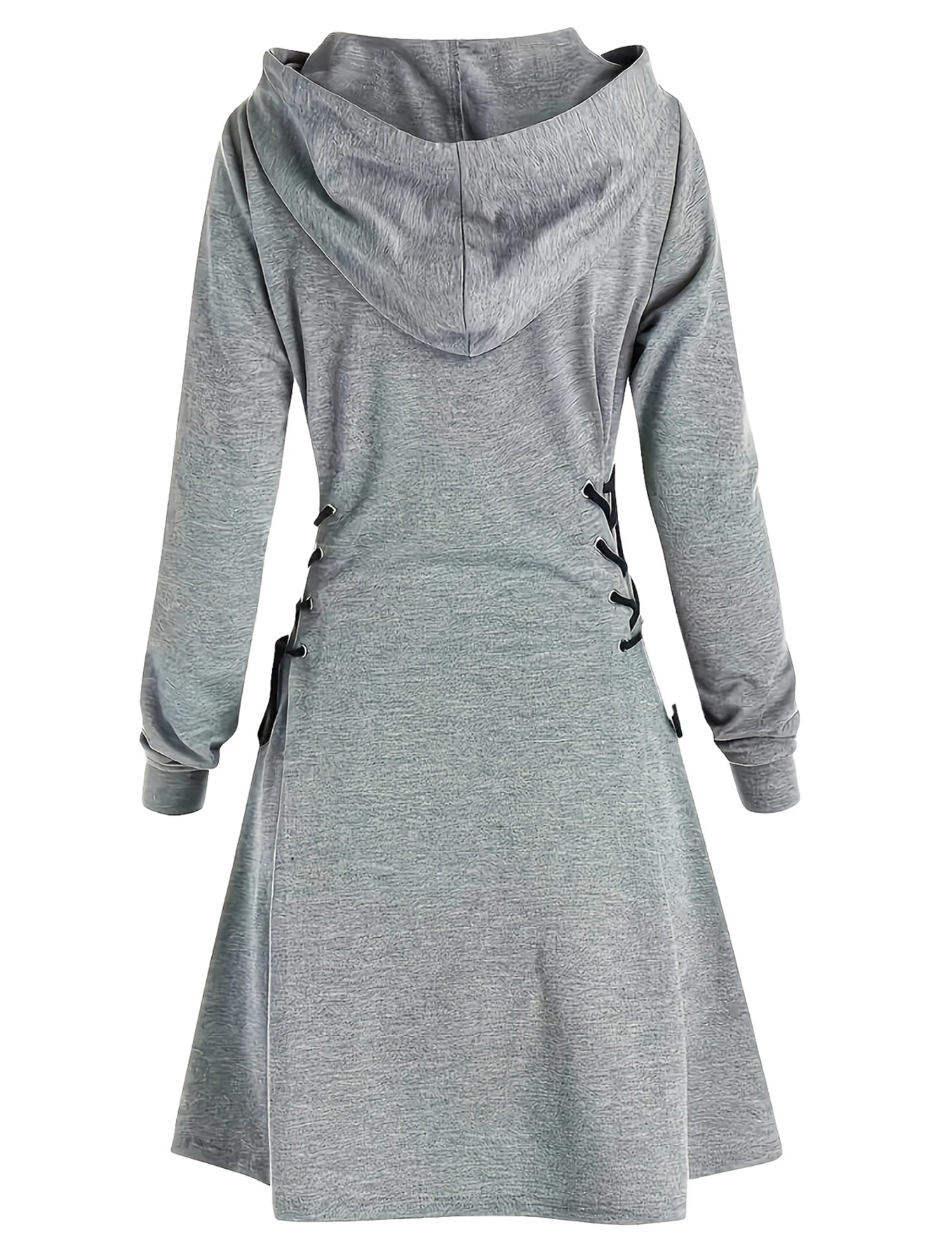 فستان نسائي بقلنسوة بأكمام طويلة ورقبة دائرية، فستان خريفي أنيق فضفاض مناسب للاستخدام اليومي #2