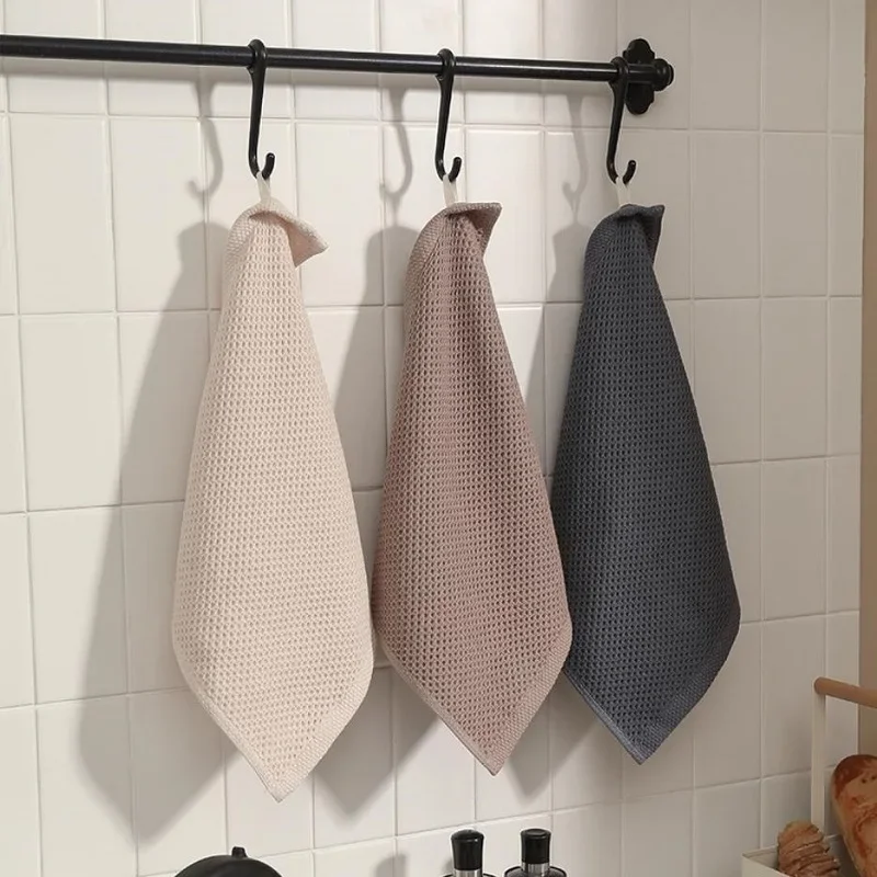 

Soft Cotton Towel Absorbent Dishcloth Kitchen Dish Rags Honeycomb Breathable Face Wash Towel Household Cleaning Cloth Wash Cloth