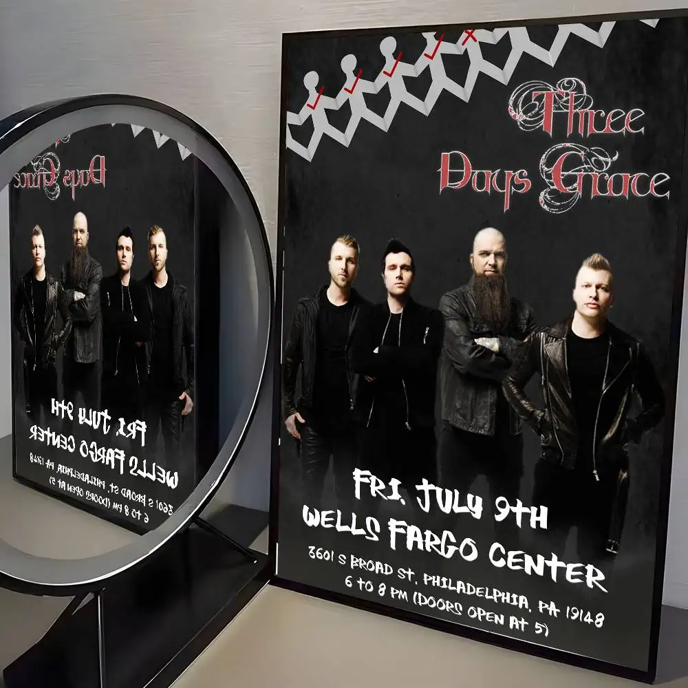 ملصق روك باند T-Three Days Grace عالي الدقة جدار لاصق مقاوم للماء لغرفة المعيشة المنزلية وغرفة النوم والديكور الجمالي