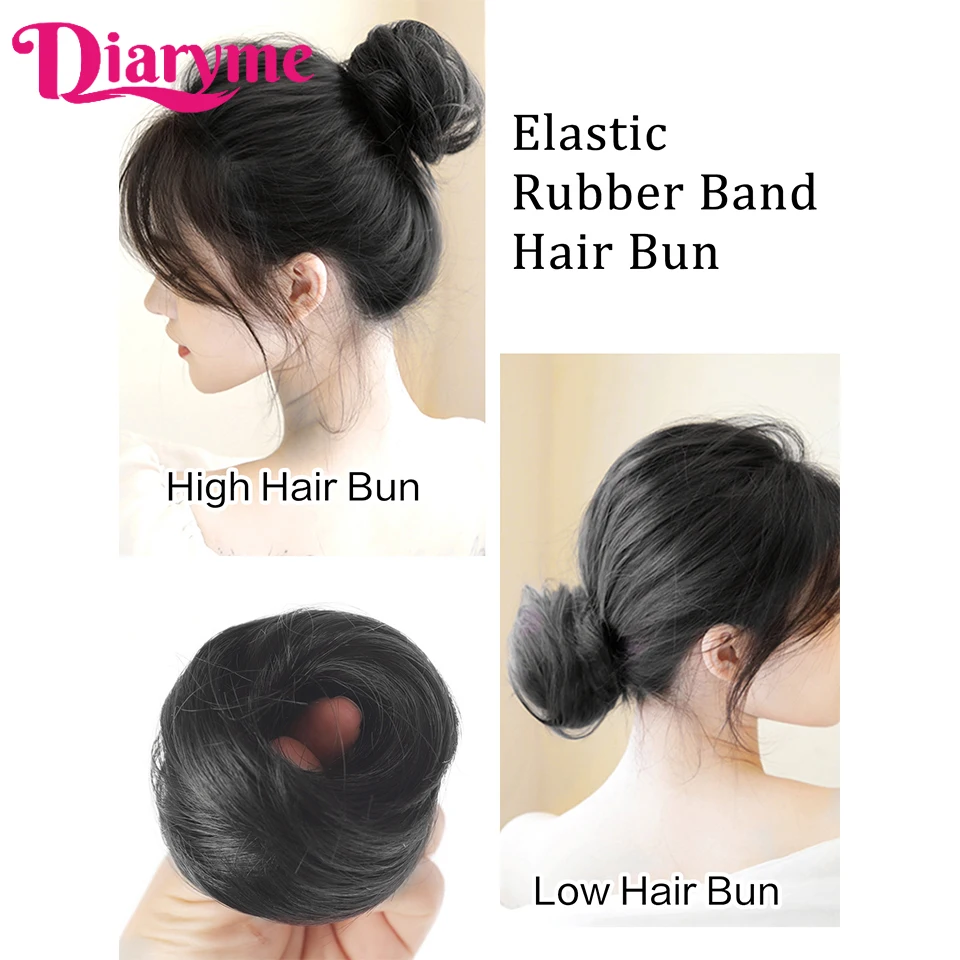 Elastic Rubber Band Fake Hair Bun Synthetic Straight Chignon Clip In On Hair Tail Extension Updo Hair Bun Hair Piece For Women