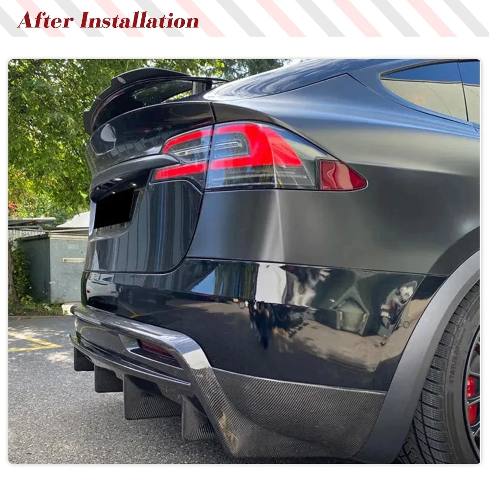 Car Rear Bumper Diffuser Spoiler Lip for Tesla Model X 2016 - 2021Rear Bumper Guard Diffuser Spoiler Body Kits Carbon Fiber